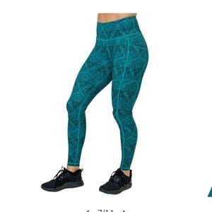 Constantly Varied Gear Teal Elephant Patterned High-Waist Leggings